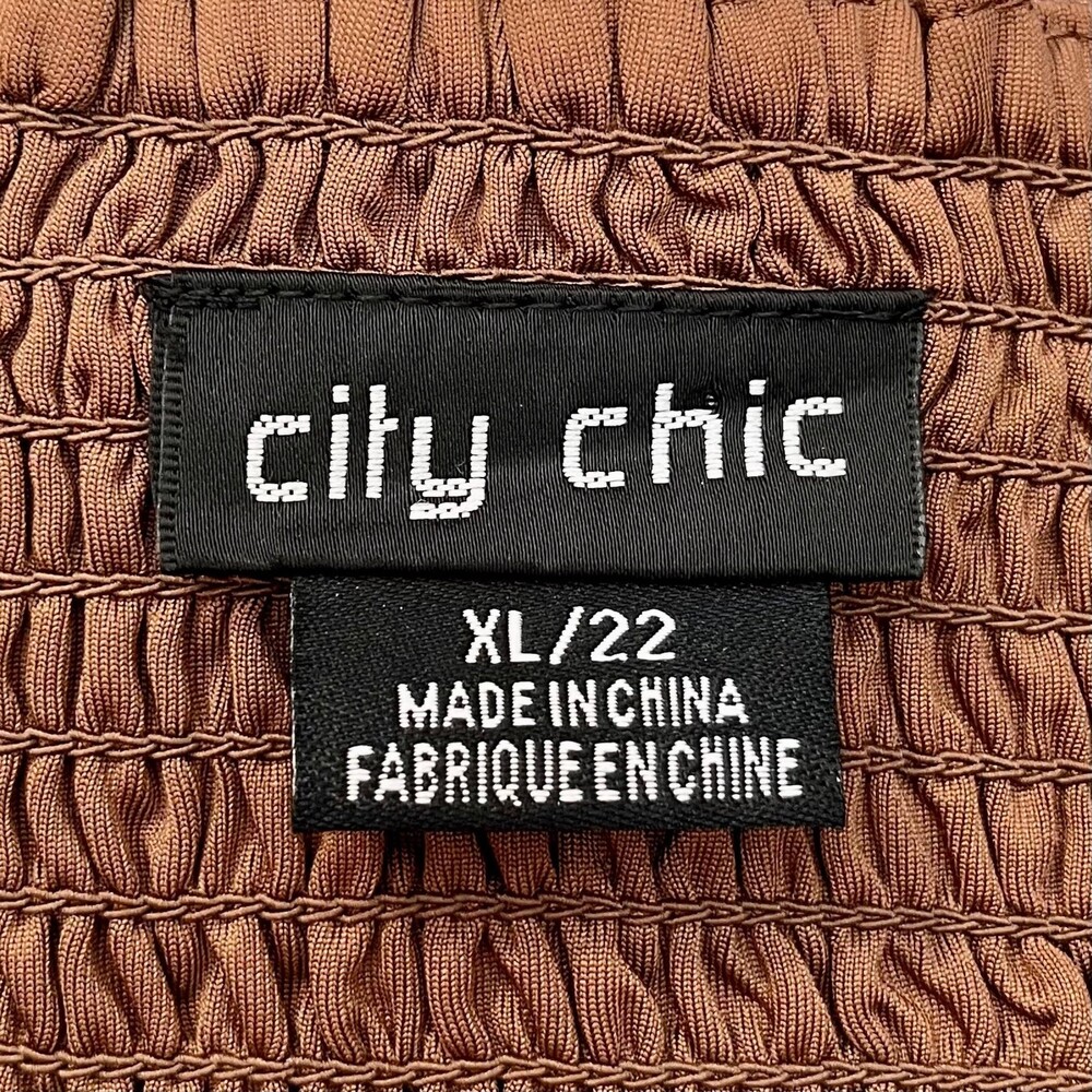 City Chic Brown Palm Leaves Sheer High-Low Top size XL - Picture 4 of 5